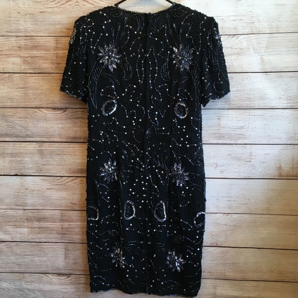 VINTAGE ROBERT ANTHONY EMBELLISHED SILK DRESS IN BLACK - Picture 6 of 10